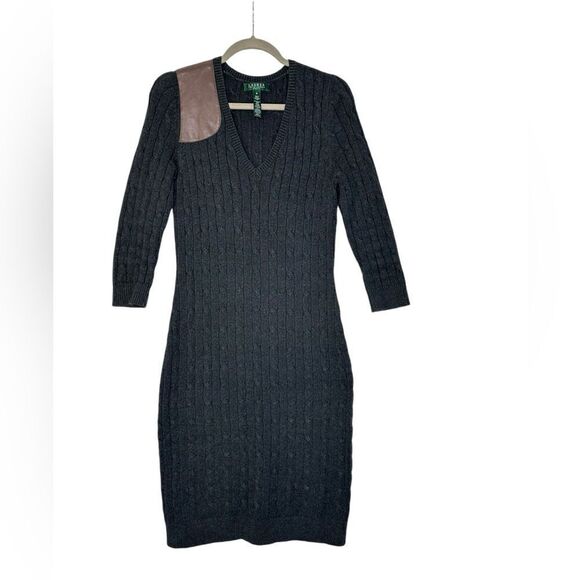 Ralph Lauren Brown Cable Knit Sweater Dress| Size M - Picture 6 of 7